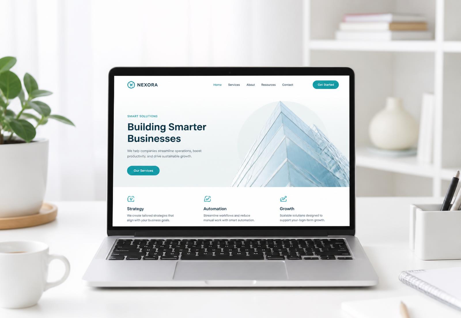 Laptop showing a newly built small business website